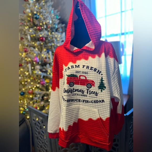 Tops - Christmas Quilted Hooded Sweatshirt 🎄NWT